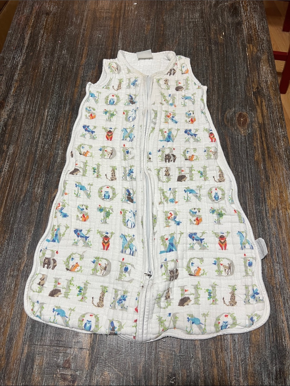 aden + anais White Sleep Sack with Colorful Animal Print 6-12 Months
